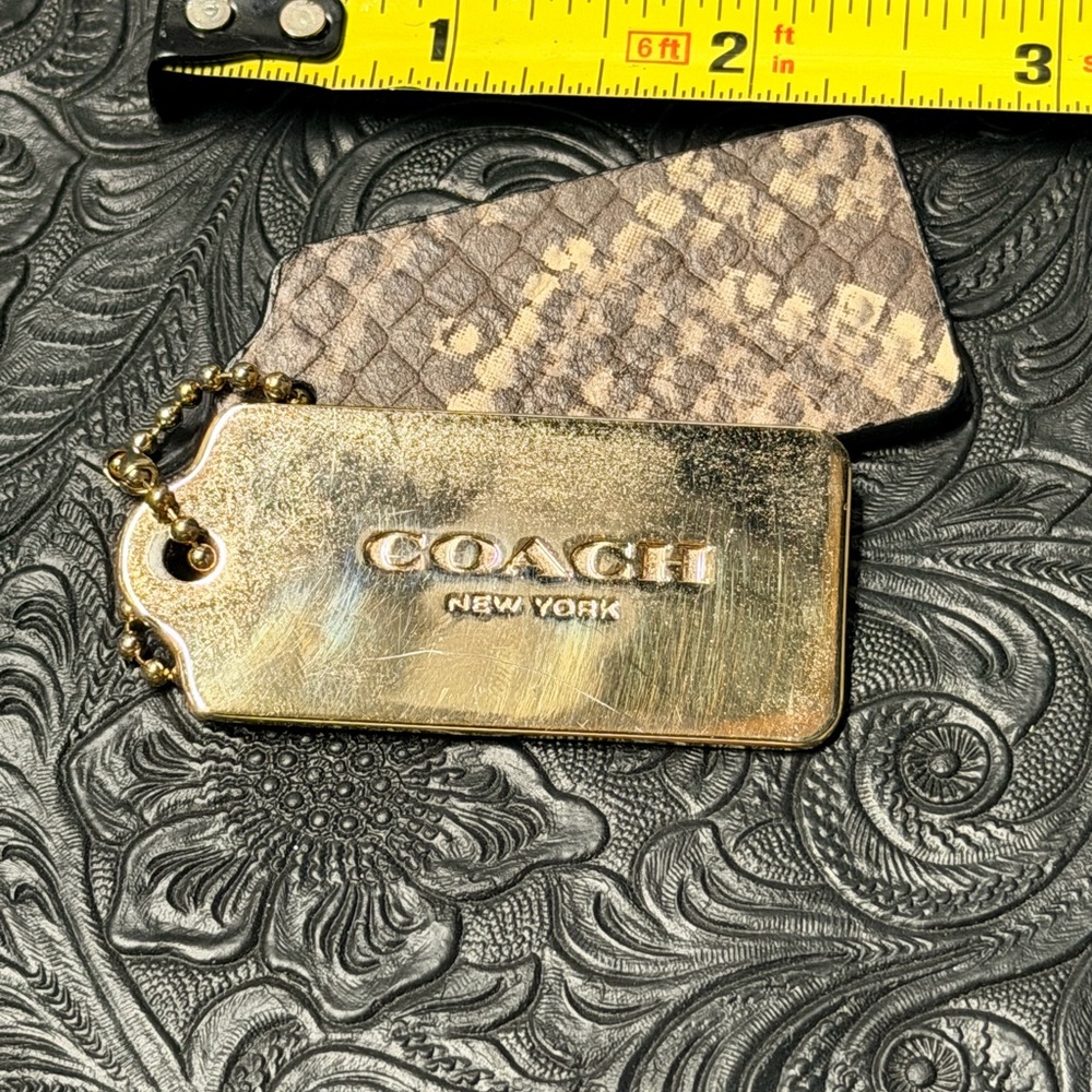 Coach Black Leather Tag with Python Print in Gold… - image 5